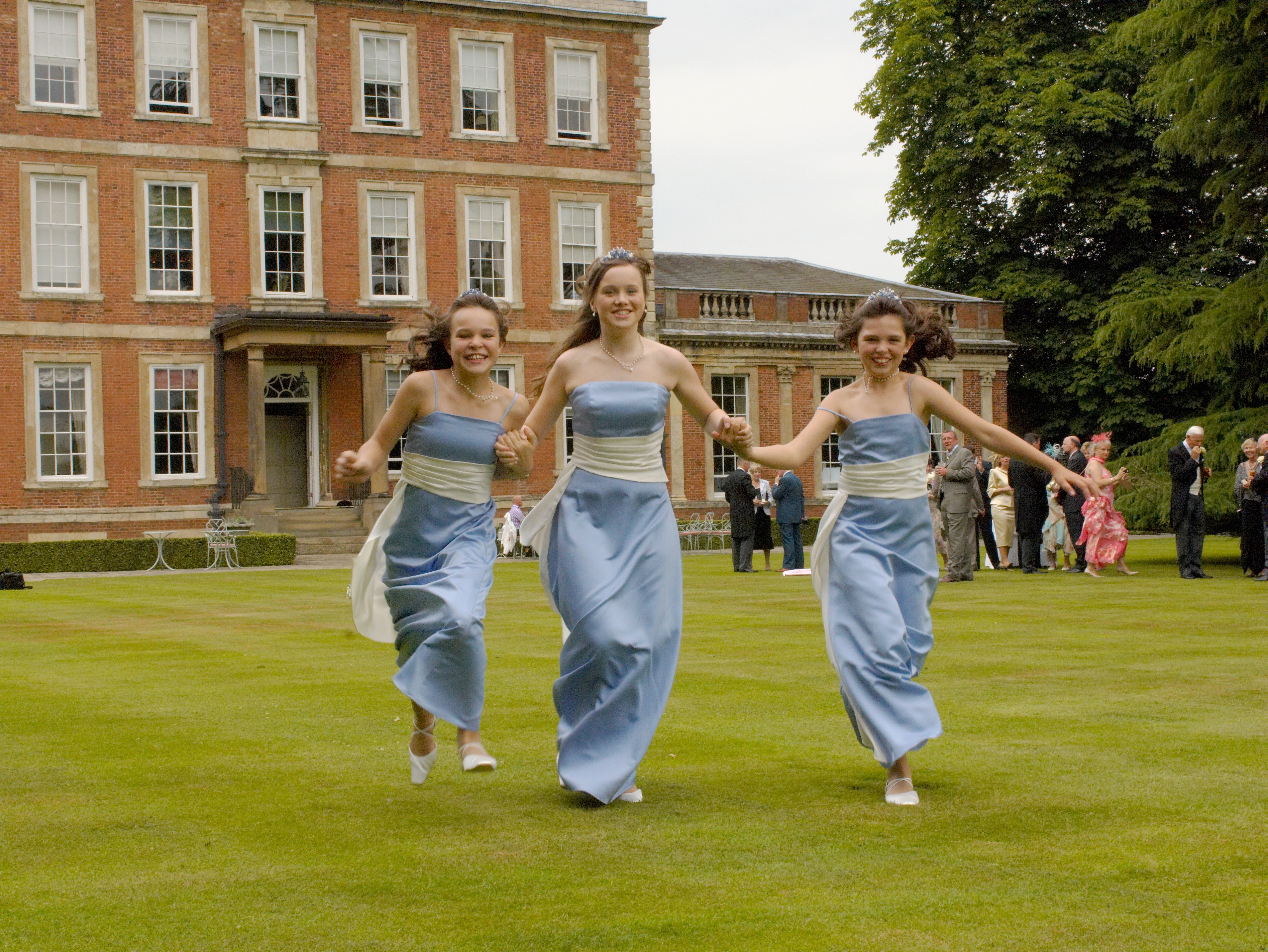 Bridesmaids on lawn at Middlethorpe Hall