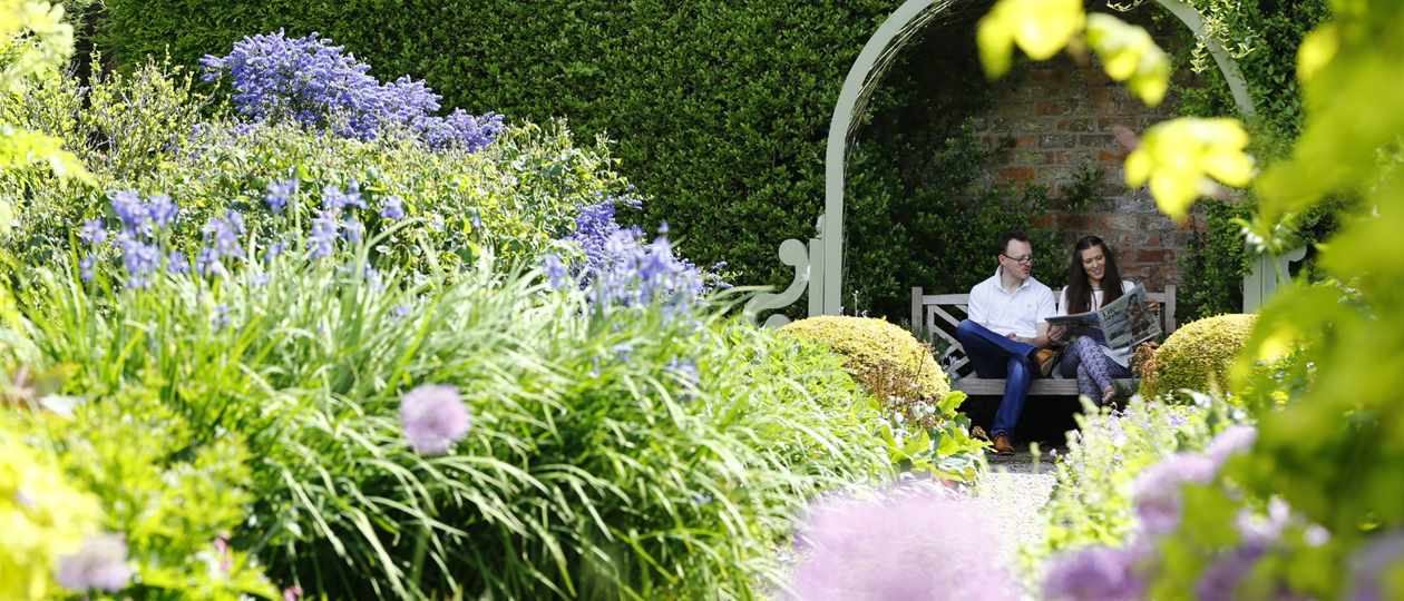 Herbaceous garden in summer at Middlethorpe Hall