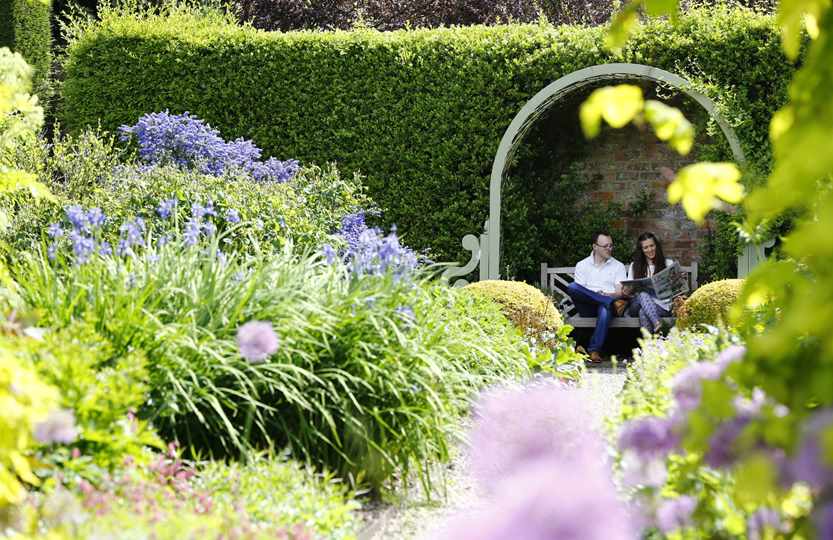 Herbaceous garden in summer at Middlethorpe Hall