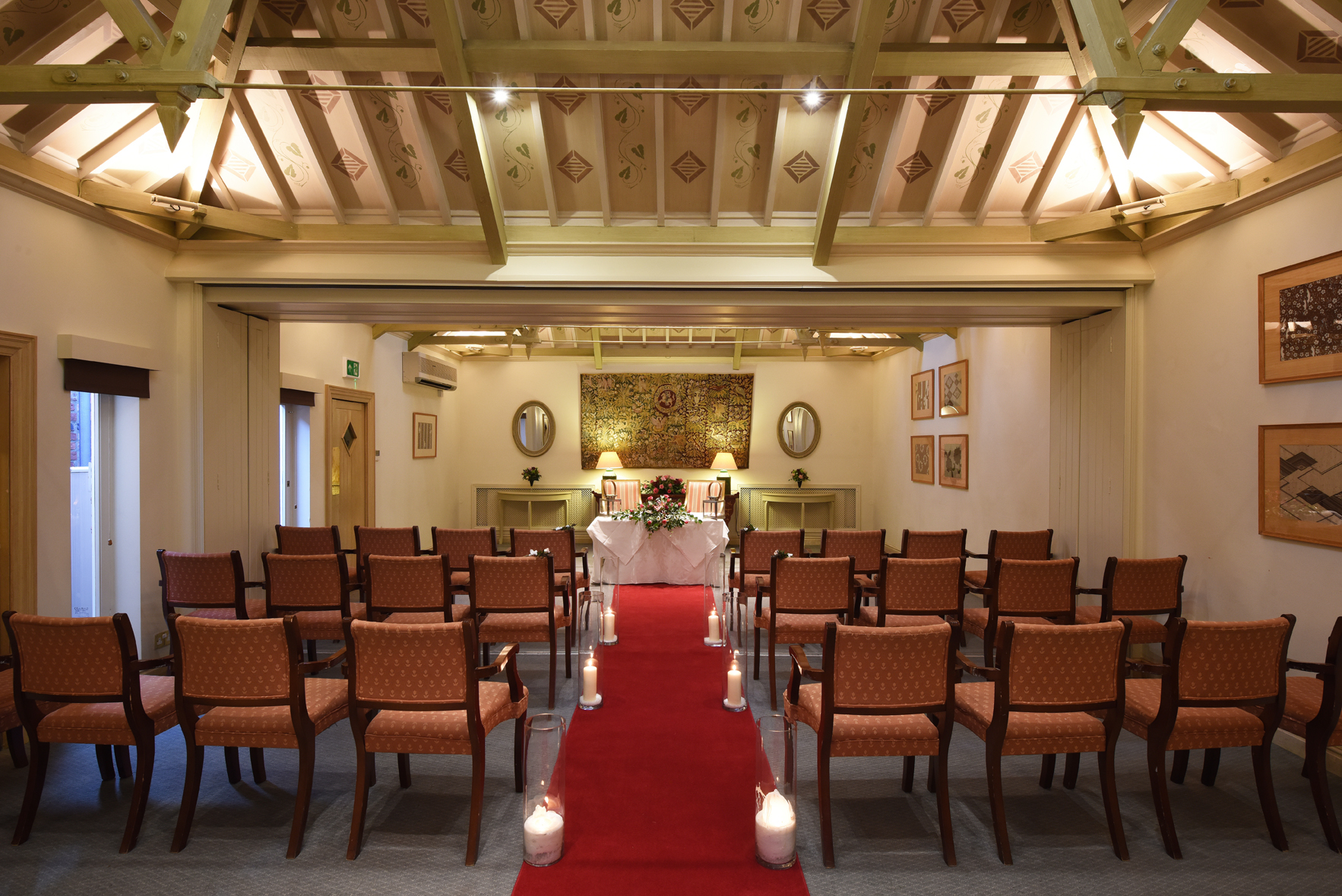 Barlow Room set up for wedding ceremony at Middlethorpe Hall
