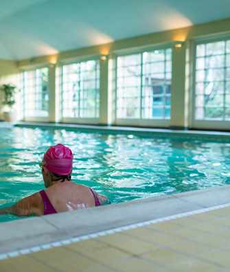 Guest in swimming pool at Middlethorpe Spa Guest in swimming pool at Middlethorpe Spa