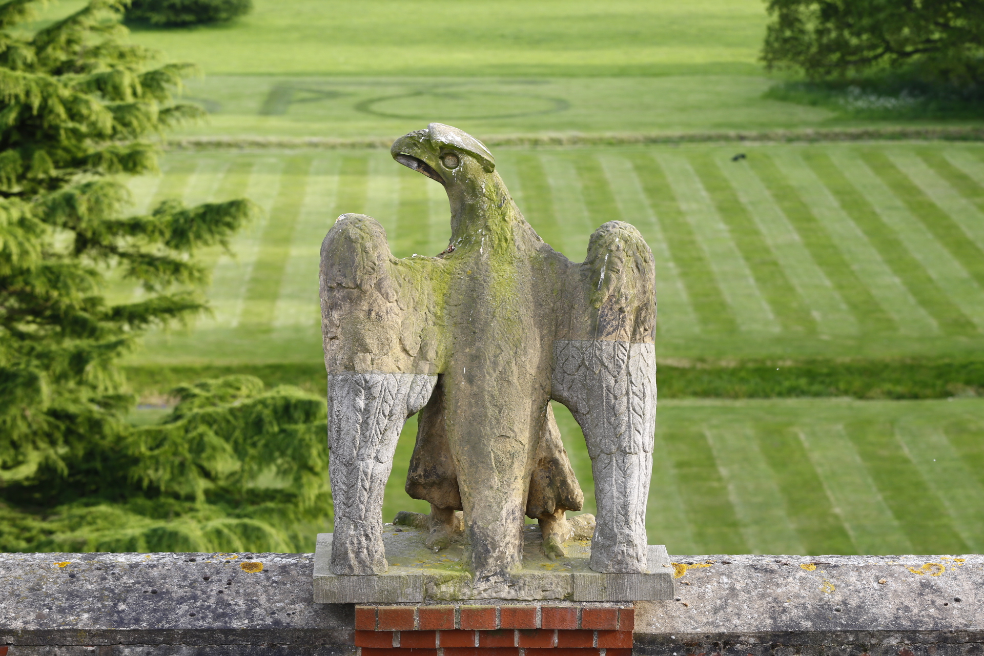 Stone eagle on south roof of Middlethorpe Hall