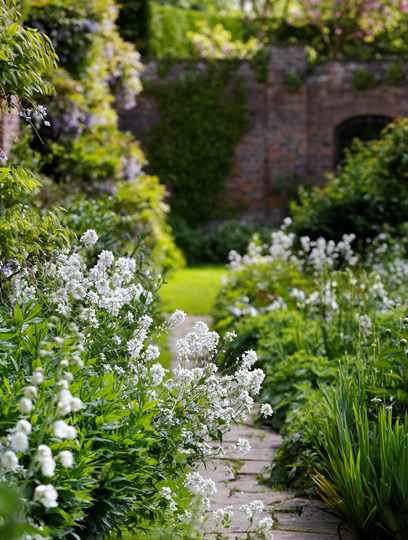 The walled white garden at Middlethorpe Hall