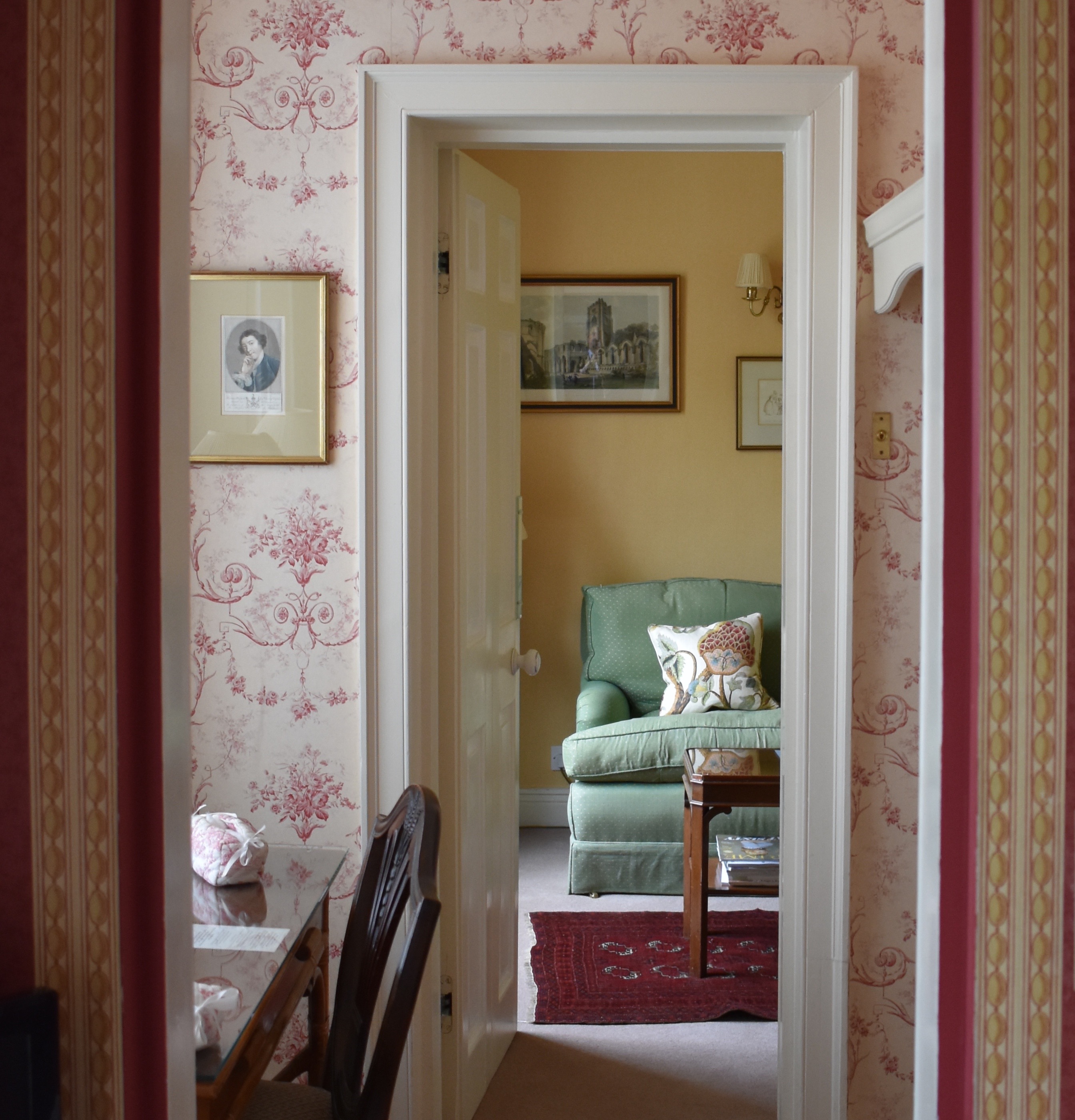 View through to sitting room in Lady Mary Suite at Middlethorpe Hall