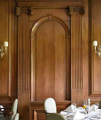 Oak panel detail in restaurant at Middlethorpe Hall Oak panel detail in restaurant at Middlethorpe Hall