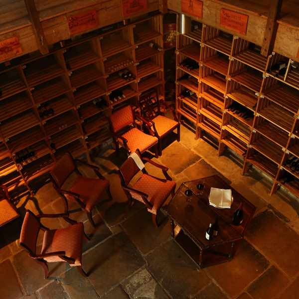 Birdseye view of wine cellar in dovecote at Middlethorpe Hall
