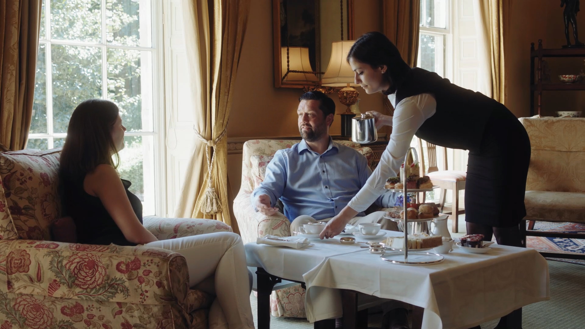 Guests being served afternoon tea at Middlethorpe Hall